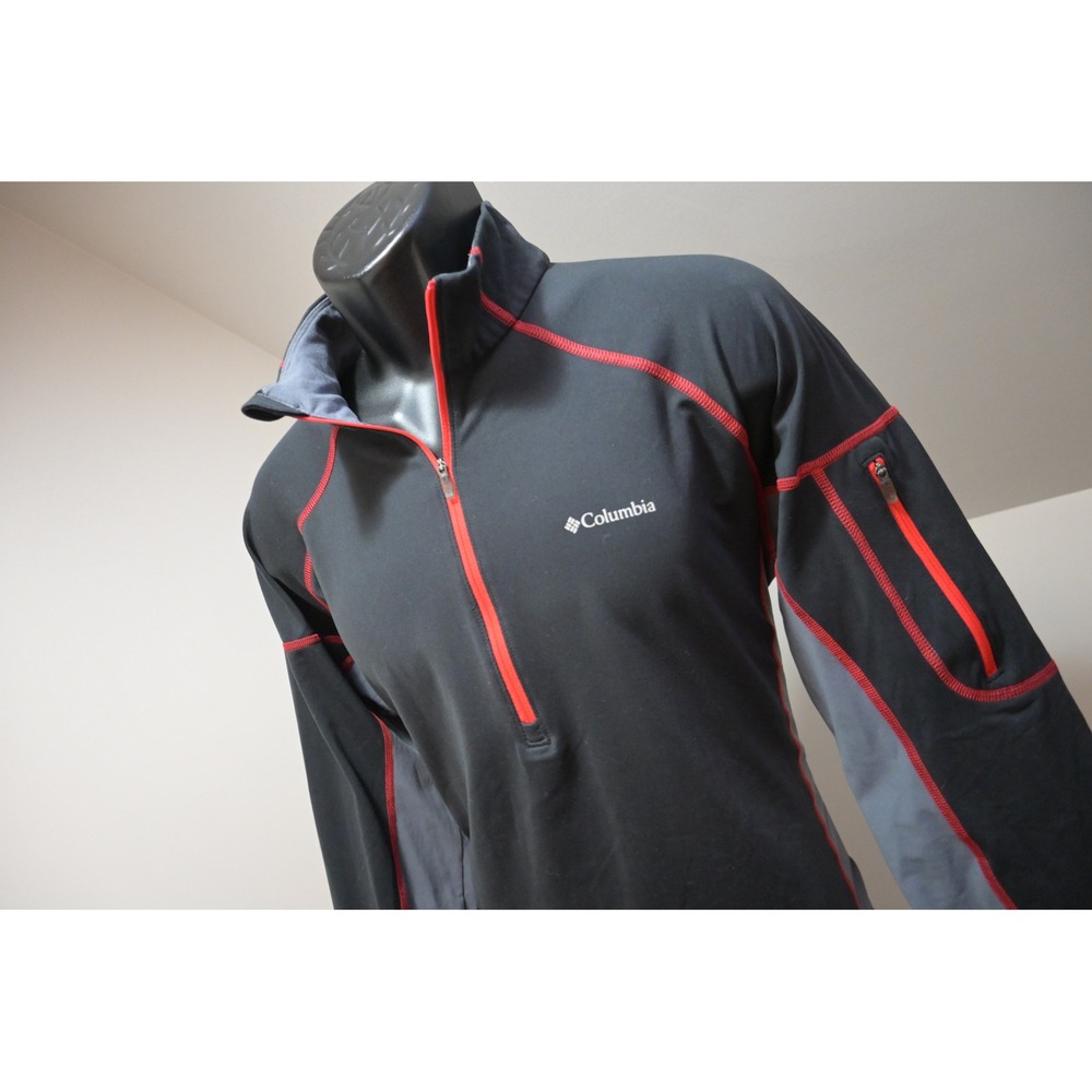 Columbia Pullover Mens Medium Black Omni-Heat 1/4 Zip Arm Pocket Excellent